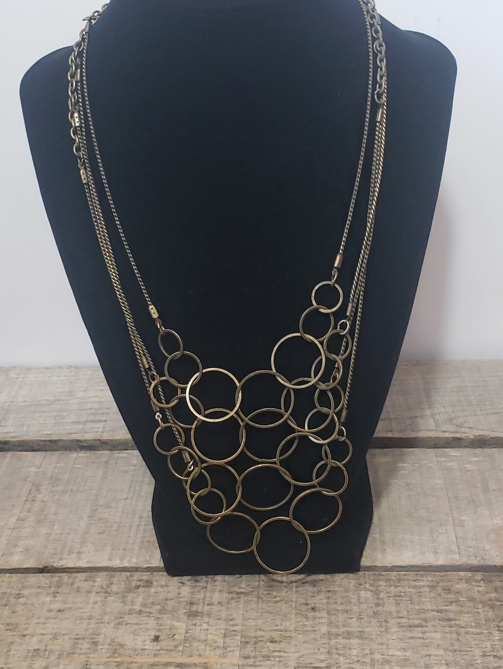 BRONZE MULTI-STRAND Circles Bib Necklace